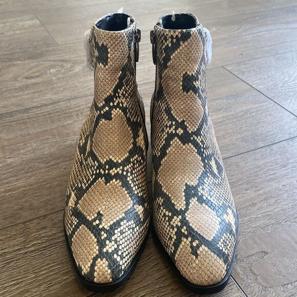 Steven by Steve Madden Snakeskin Print Vegan Faux Leather Waterproof Ankle Boots - Picture 3 of 8